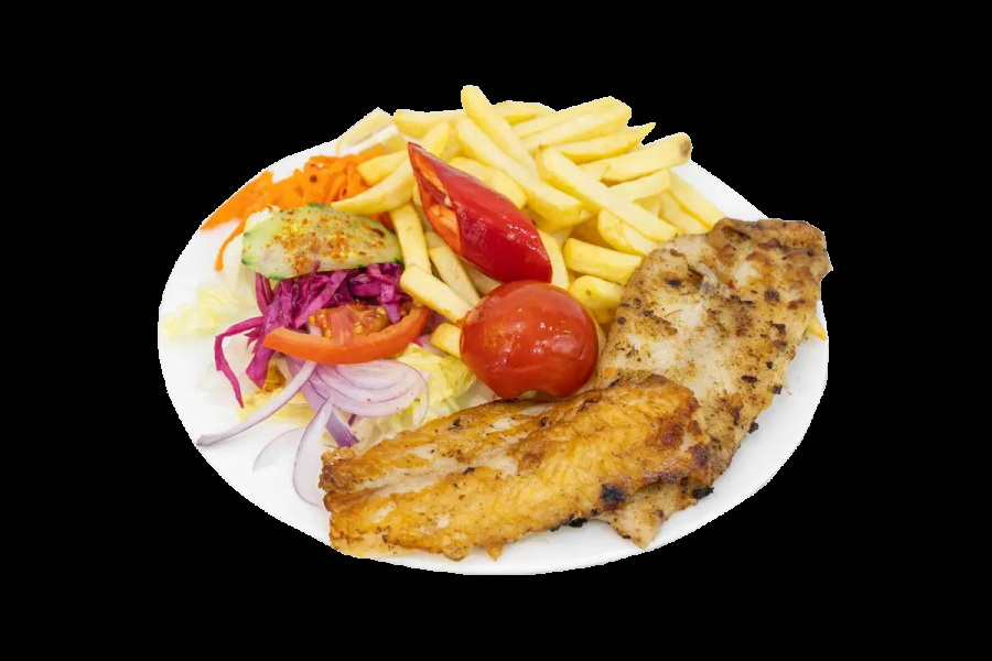 Grilled Fish with Chips or Rice